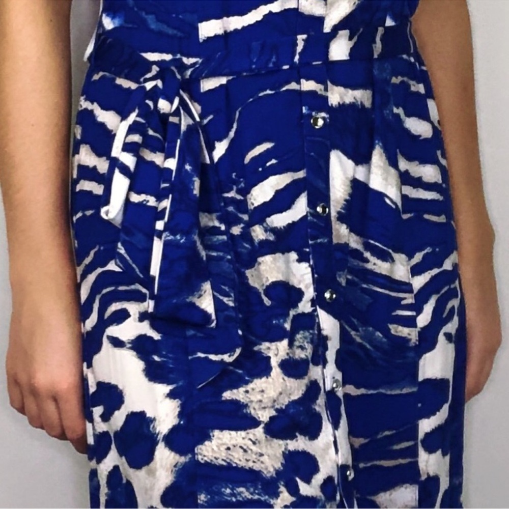 INC International Concept Button Up Midi Dress Sleeveless Blue Belt Button - Picture 3 of 9